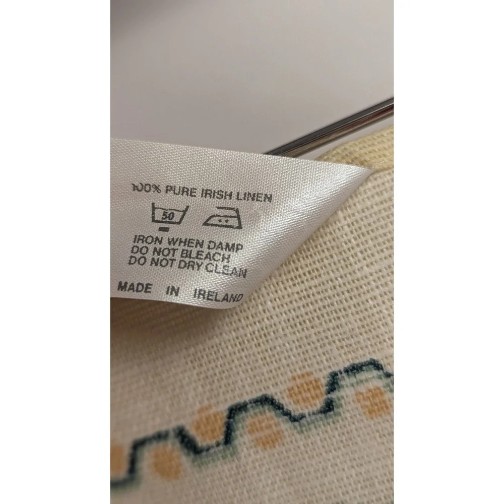 Vintage 1992 Irish Linen Calendar Tea Towel Ulster Sampler Floral Made in Irelan
